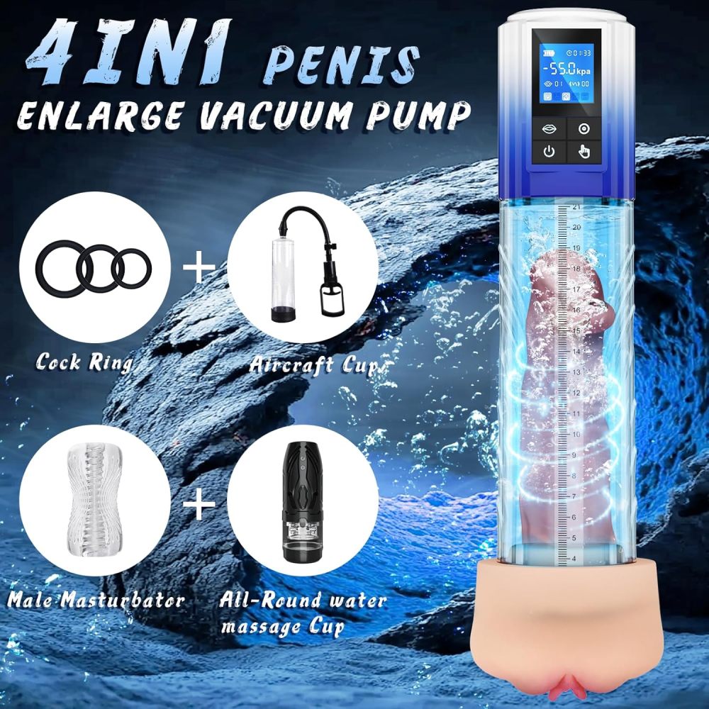 Male Sex Toys Penis Pump for Men - Adult Toys Electric Penis Enlarge Vacuum Pump, Waterproof High-Vacuum Penis Enlarg