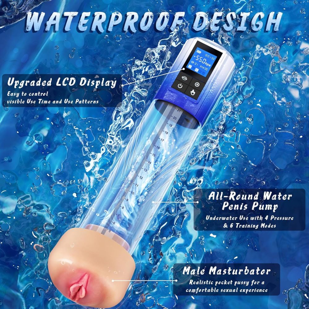 Male Sex Toys Penis Pump for Men - Adult Toys Electric Penis Enlarge Vacuum Pump, Waterproof High-Vacuum Penis Enlarg