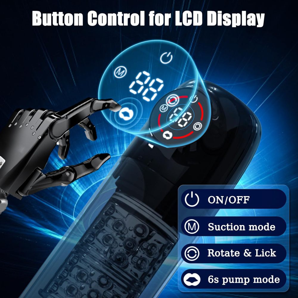 Male Masturbator Penis Pump - Male Sex Toys for Men with Upgrade 12 S Vacuum Pump & 7 Thrusting Rotating Vibrating Sucking Licking LCD Adult Toys Mens Sex Toys Pumps & Enlargers