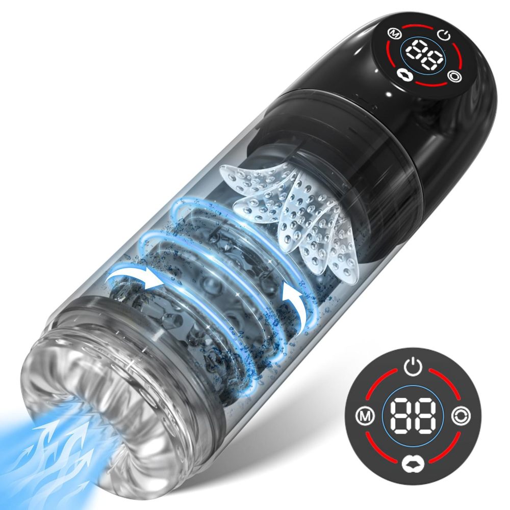 Male Masturbator Penis Pump - Male Sex Toys for Men with Upgrade 12 S Vacuum Pump & 7 Thrusting Rotating Vibrating Sucking Licking LCD Adult Toys Mens Sex Toys Pumps & Enlargers
