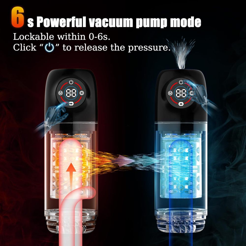 Male Masturbator Penis Pump - Male Sex Toys for Men with Upgrade 12 S Vacuum Pump & 7 Thrusting Rotating Vibrating Sucking Licking LCD Adult Toys Mens Sex Toys Pumps & Enlargers