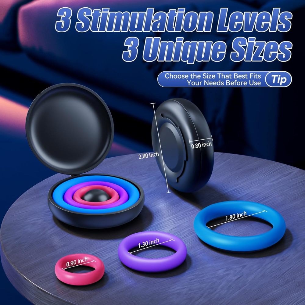 Sex Toys Silicone Penis Ring - Multi-Coloured Cockring Cock Sexual Stimulation Device with 3 Pcs Different Sizes for Erection Enhancing Long Lasting Stronger, Adult Sex Toys for Men or Couple Pleasure