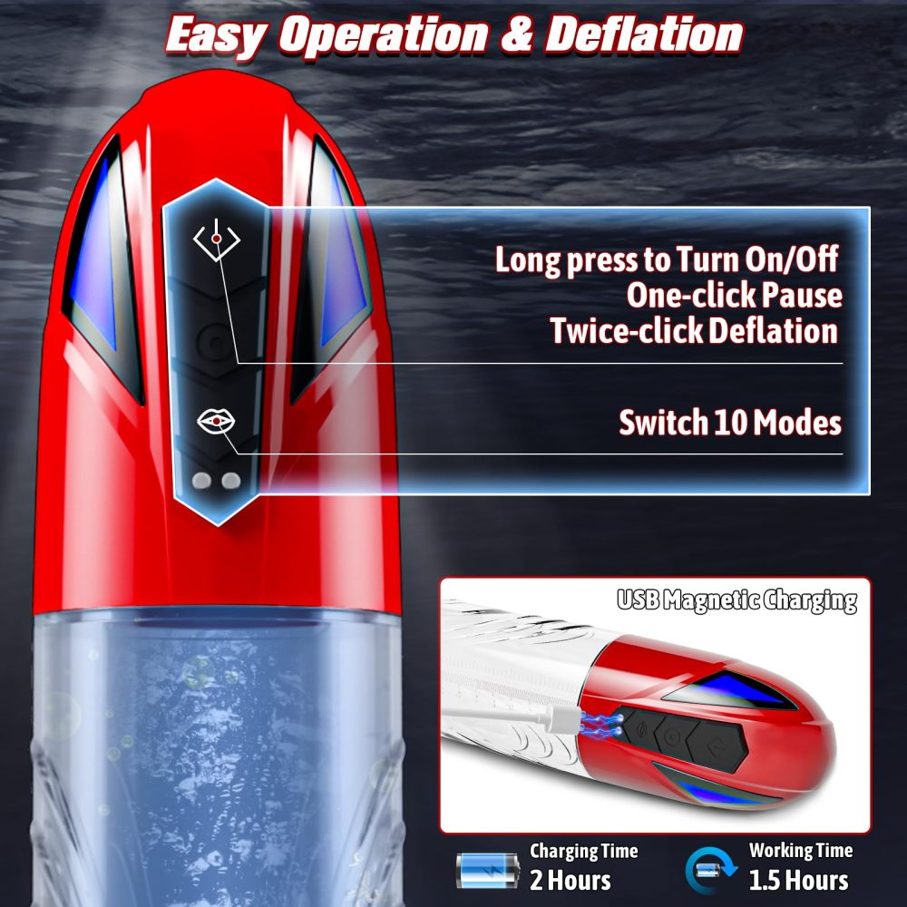 Penis Pump Male Sex Toys - Electric Dick Pump Penis Extender with 10 Erection Training Modes, Cock Pump Automatic Male Masturbator Adult Toys for Men Sex Toys - Pumps & Enlargers with 6 Cock Rings