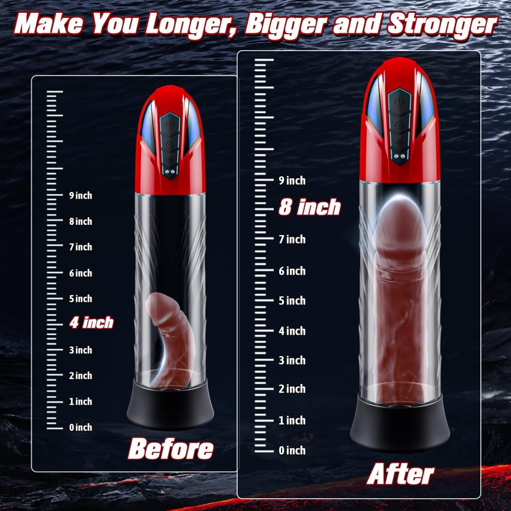 Penis Pump Male Sex Toys - Electric Dick Pump Penis Extender with 10 Erection Training Modes, Cock Pump Automatic Male Masturbator Adult Toys for Men Sex Toys - Pumps & Enlargers with 6 Cock Rings