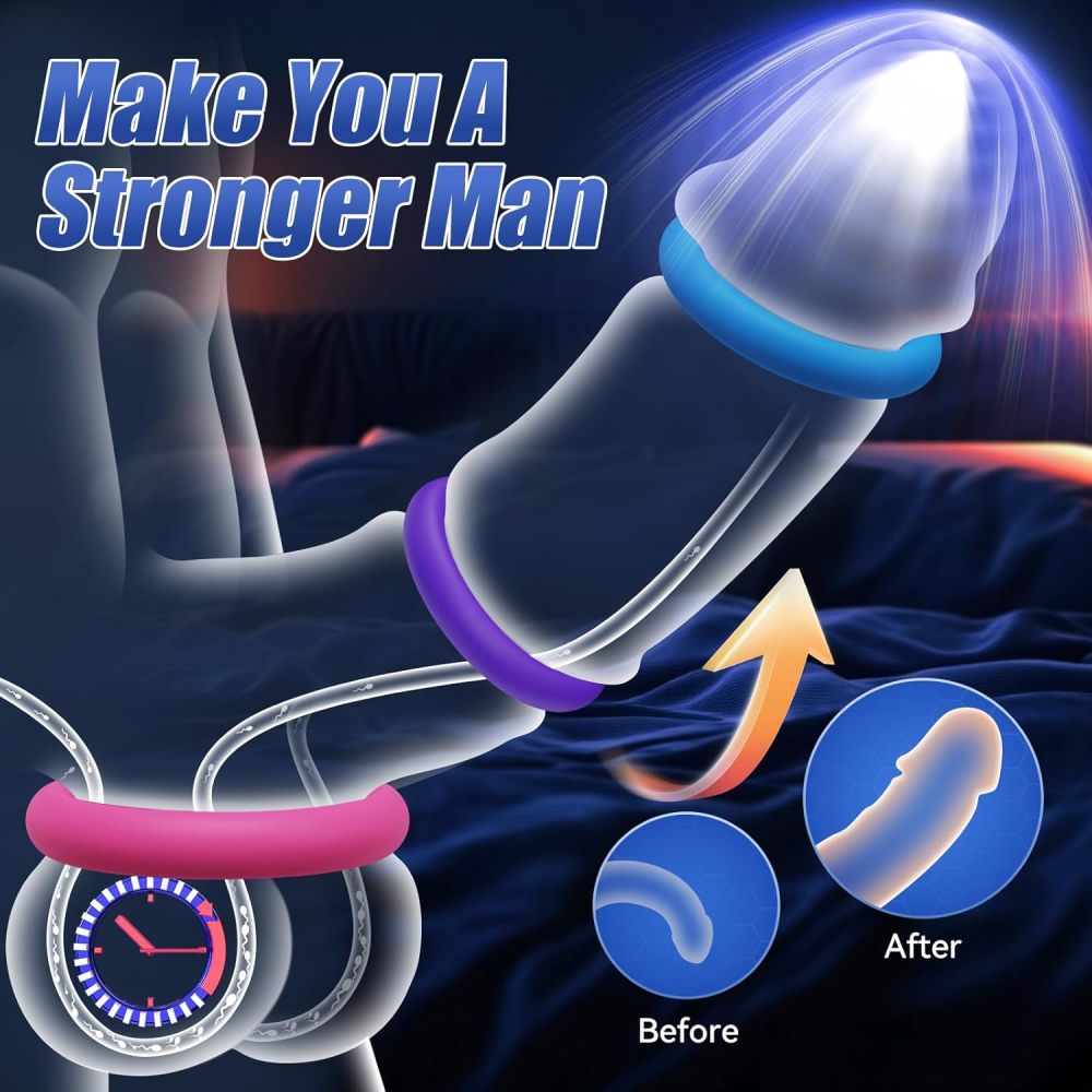 Sex Toys Silicone Penis Ring - Multi-Coloured Cockring Cock Sexual Stimulation Device with 3 Pcs Different Sizes for Erection Enhancing Long Lasting Stronger, Adult Sex Toys for Men or Couple Pleasure