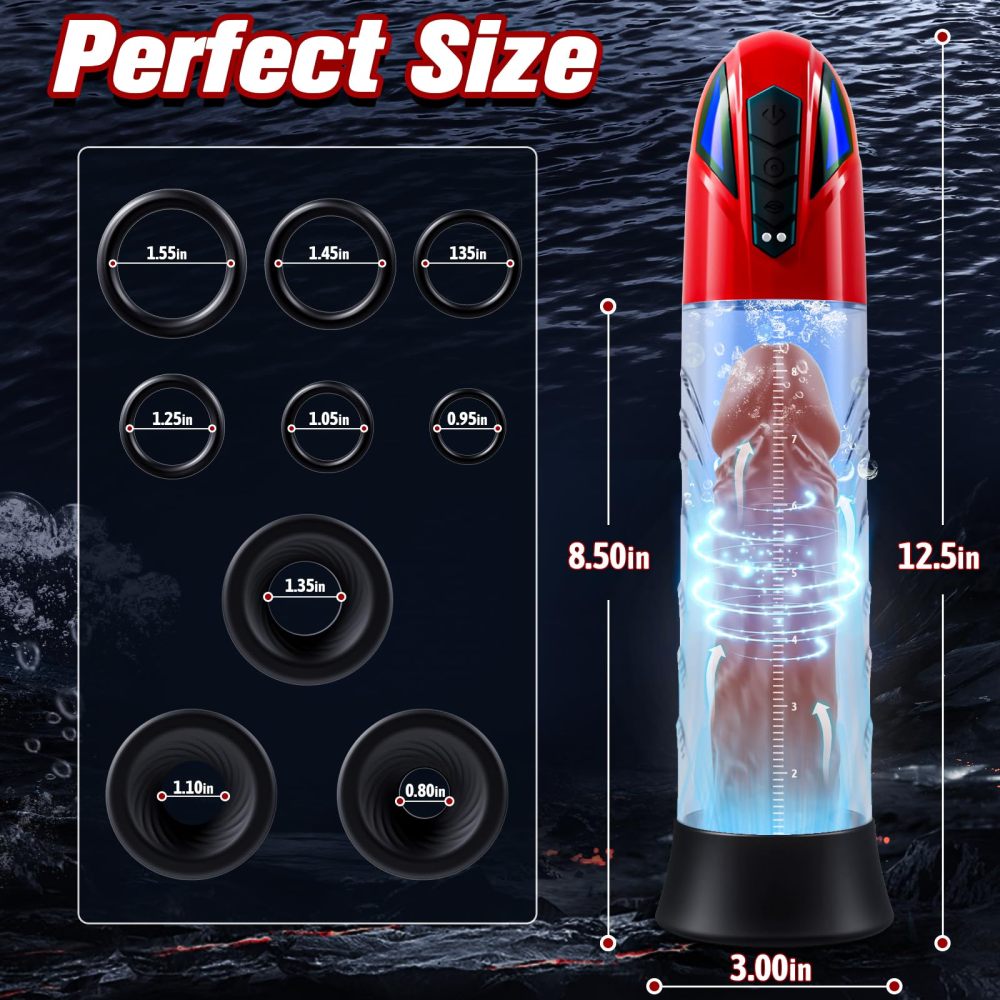 Penis Pump Male Sex Toys - Electric Dick Pump Penis Extender with 10 Erection Training Modes, Cock Pump Automatic Male Masturbator Adult Toys for Men Sex Toys - Pumps & Enlargers with 6 Cock Rings