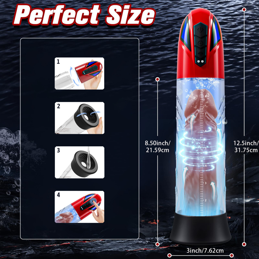 Penis Pump Male Sex Toys - Electric Dick Pump Penis Extender with 10 Erection Training Modes, Cock Pump Automatic Male Masturbator Adult Toys for Men Sex Toys - Pumps & Enlargers with 6 Cock Rings