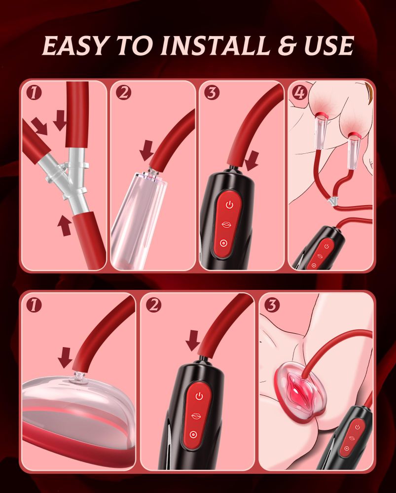 Pussy Pump Nipple Sucking Toys - BDSM Toys Electric Vacuum Vagina Sex Pump with 3 Suction Levels and 7 Sucking Modes