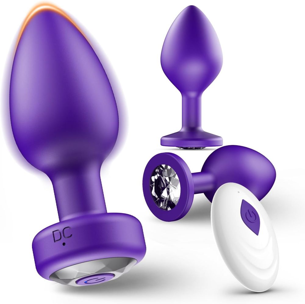 Anal Plug Sex Toys Vibrator – Silicone Butt Plugs Training Kit with Remote Control, 10 Vibration Modes, Prostate Massager for Adults