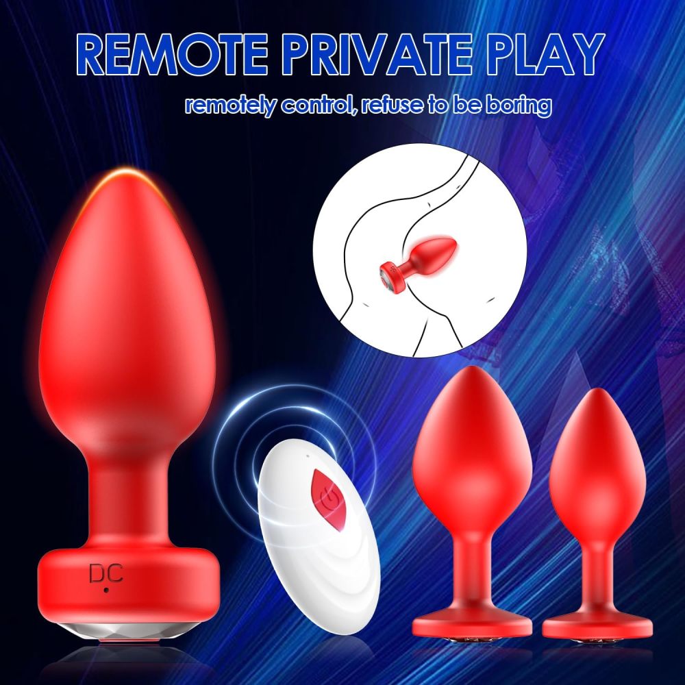 Anal Plug Sex Toys Vibrator – Silicone Butt Plugs Training Kit with Remote Control, 10 Vibration Modes, Prostate Massager for Adults