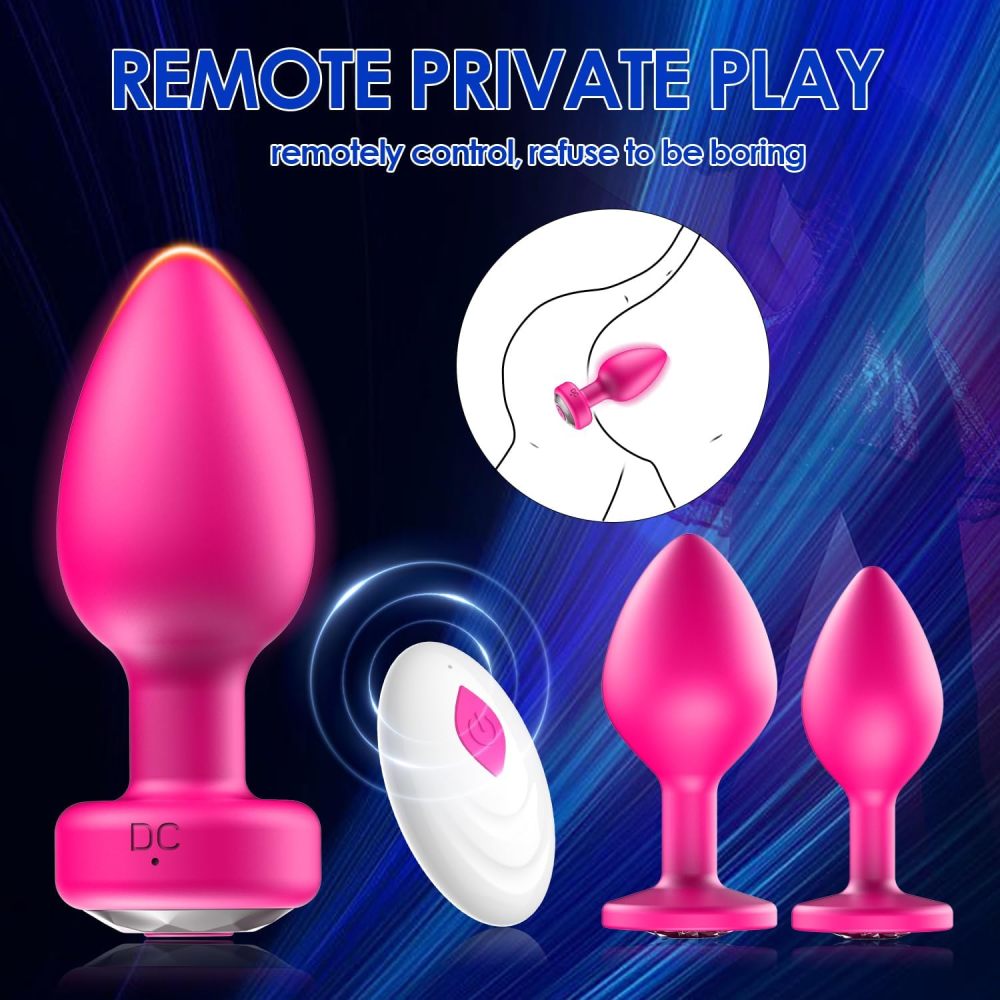 Anal Plug Sex Toys Vibrator – Silicone Butt Plugs Training Kit with Remote Control, 10 Vibration Modes, Prostate Massager for Adults