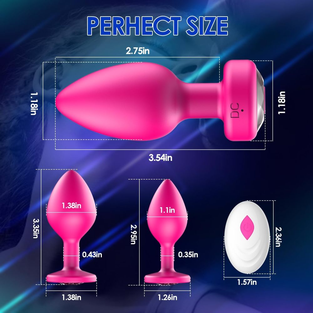 Anal Plug Sex Toys Vibrator – Silicone Butt Plugs Training Kit with Remote Control, 10 Vibration Modes, Prostate Massager for Adults