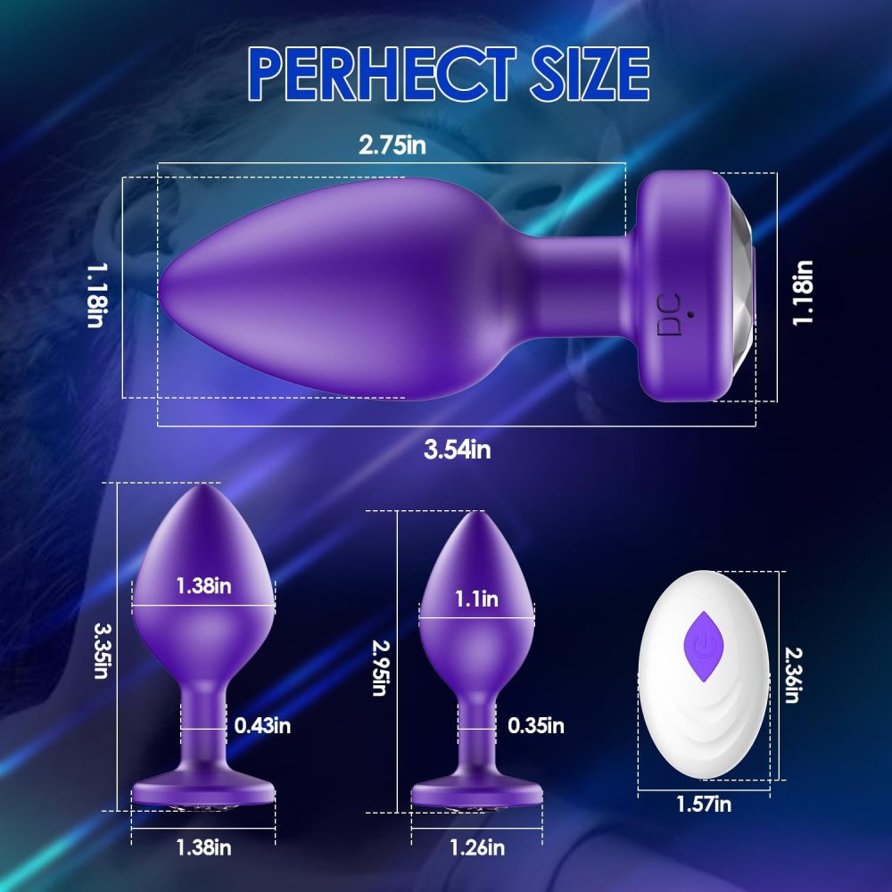 Anal Plug Sex Toys Vibrator – Silicone Butt Plugs Training Kit with Remote Control, 10 Vibration Modes, Prostate Massager for Adults