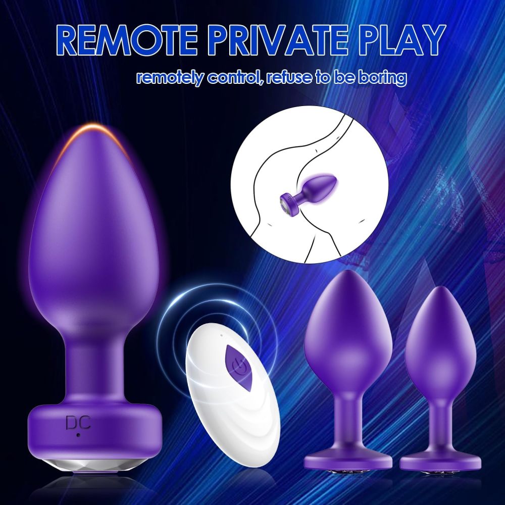 Anal Plug Sex Toys Vibrator – Silicone Butt Plugs Training Kit with Remote Control, 10 Vibration Modes, Prostate Massager for Adults
