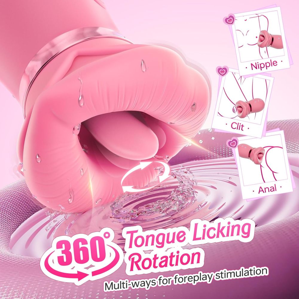 Vibrator Adult Sex Toys for Women - 5IN1 Mouth Sucking Vibrator Rose Sex Toy, 10 Tongue Licking, 3 Auto & 1 Manual Sucking Adult Toys New APP, Anal Clit Nipple Vibrators Female Couples Sex Toys
