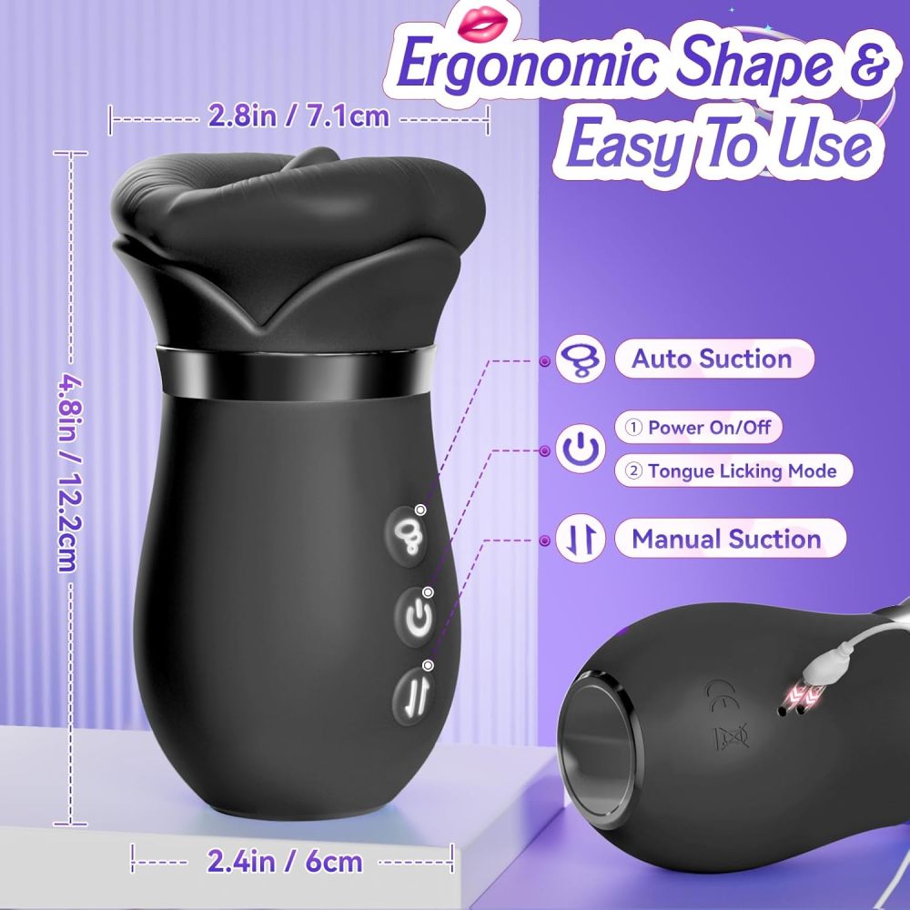 Vibrator Adult Sex Toys for Women - 5IN1 Mouth Sucking Vibrator Rose Sex Toy, 10 Tongue Licking, 3 Auto & 1 Manual Sucking Adult Toys New APP, Anal Clit Nipple Vibrators Female Couples Sex Toys