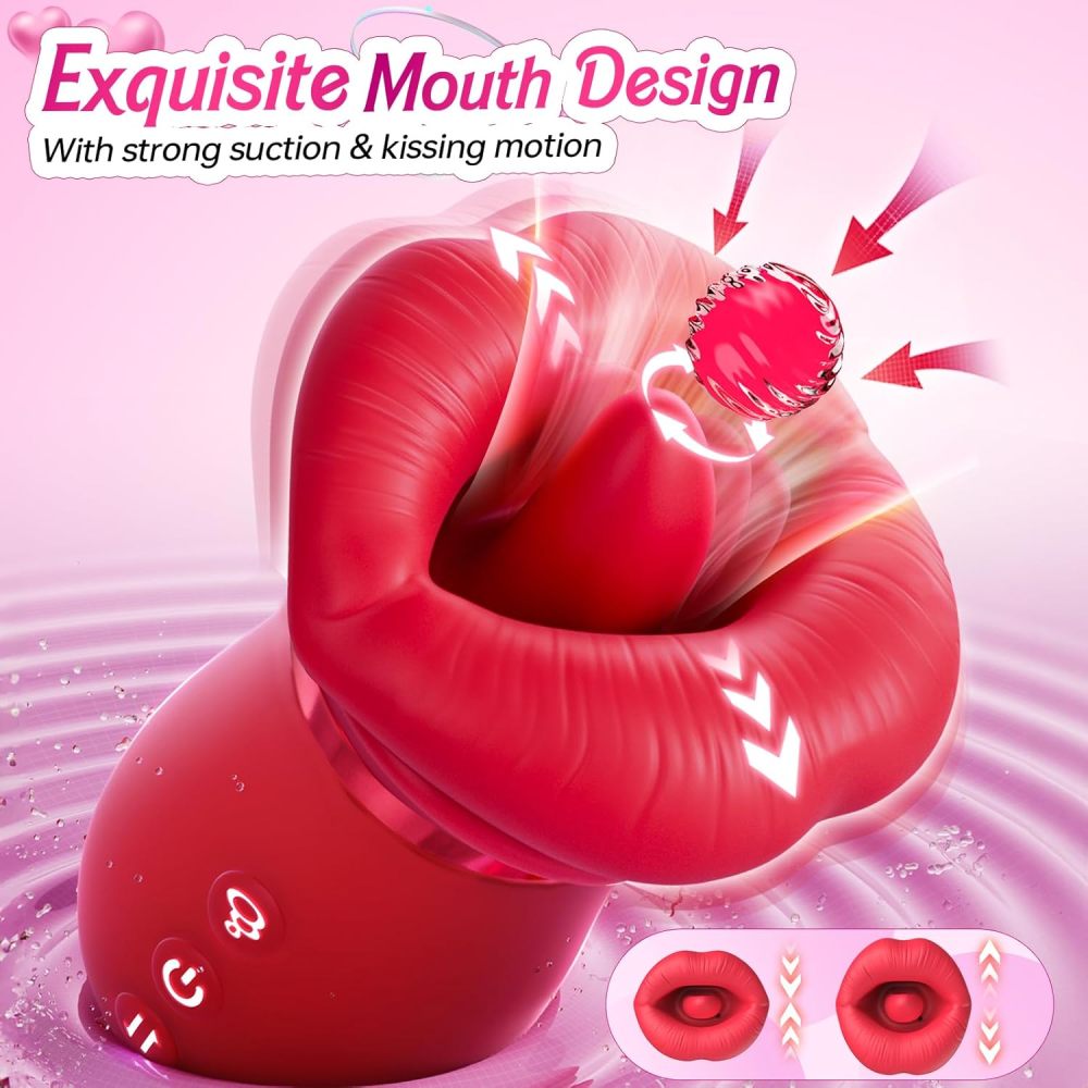 Vibrator Adult Sex Toys for Women - 5IN1 Mouth Sucking Vibrator Rose Sex Toy, 10 Tongue Licking, 3 Auto & 1 Manual Sucking Adult Toys New APP, Anal Clit Nipple Vibrators Female Couples Sex Toys