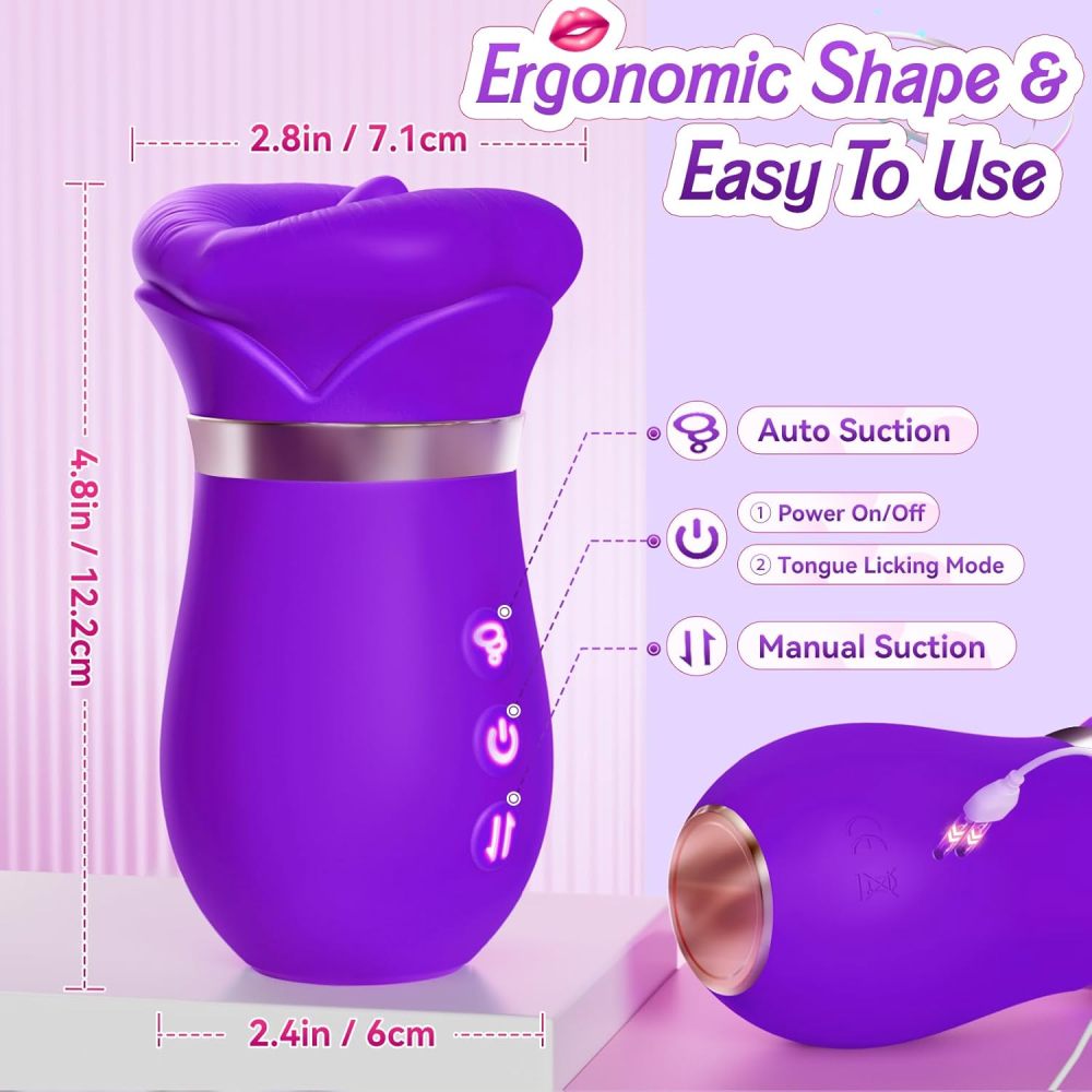 Vibrator Adult Sex Toys for Women - 5IN1 Mouth Sucking Vibrator Rose Sex Toy, 10 Tongue Licking, 3 Auto & 1 Manual Sucking Adult Toys New APP, Anal Clit Nipple Vibrators Female Couples Sex Toys