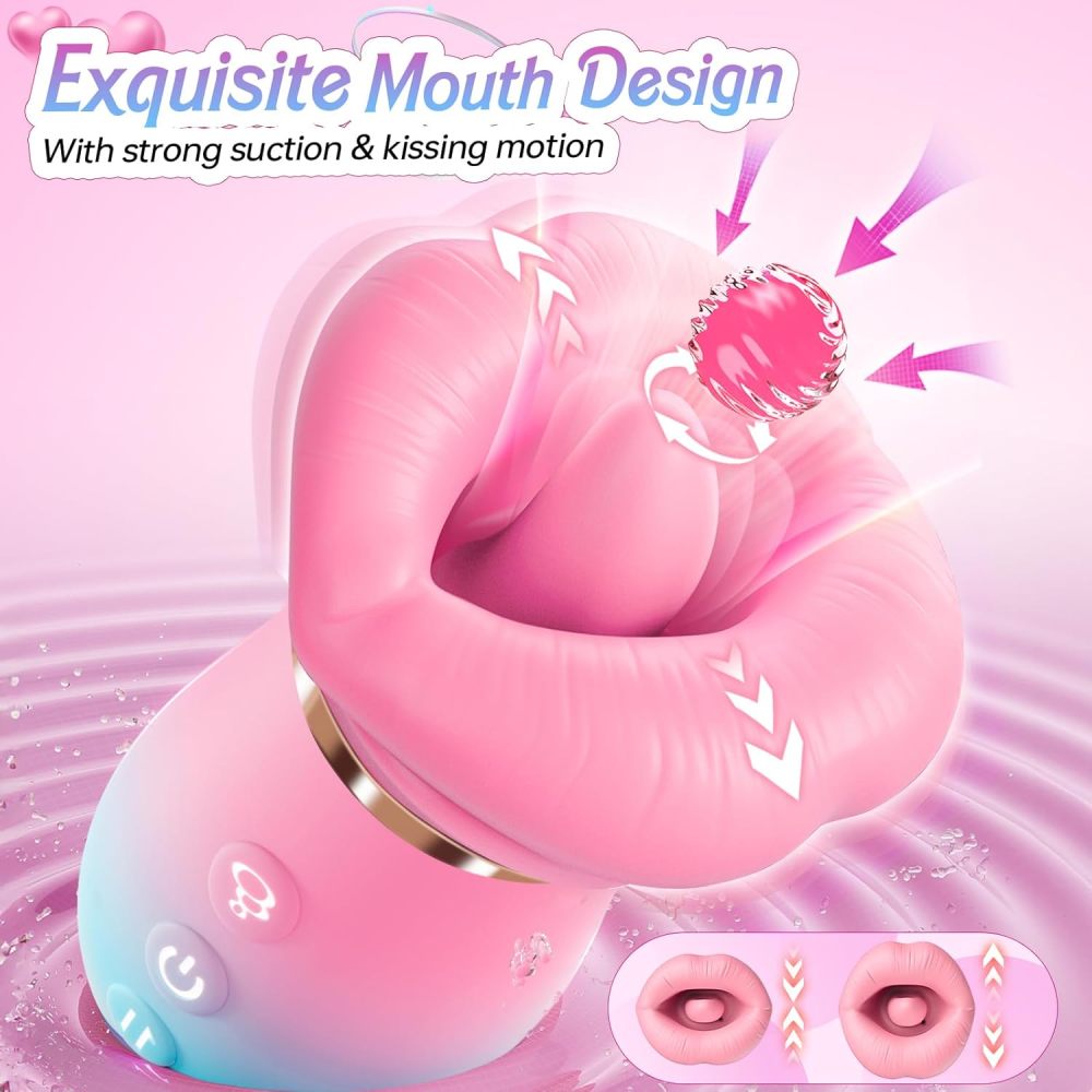 Vibrator Adult Sex Toys for Women - 5IN1 Mouth Sucking Vibrator Rose Sex Toy, 10 Tongue Licking, 3 Auto & 1 Manual Sucking Adult Toys New APP, Anal Clit Nipple Vibrators Female Couples Sex Toys