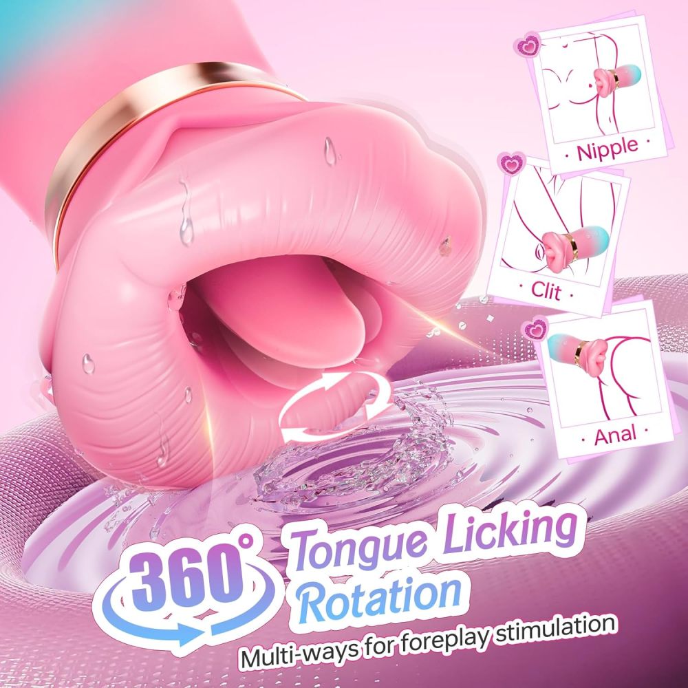 Vibrator Adult Sex Toys for Women - 5IN1 Mouth Sucking Vibrator Rose Sex Toy, 10 Tongue Licking, 3 Auto & 1 Manual Sucking Adult Toys New APP, Anal Clit Nipple Vibrators Female Couples Sex Toys