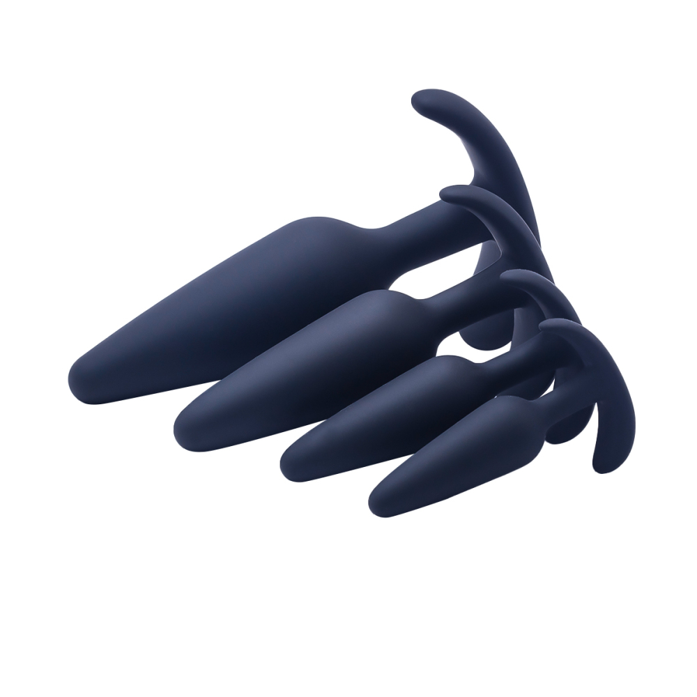 Silicone Anal Plug, Pack of 3 Butt Plugs Training Set for Beginners Advanced Users with Flared Base Prostate Sex Toys