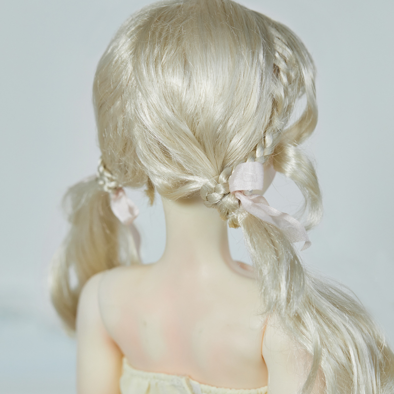 Light gold mohair bow braided hair