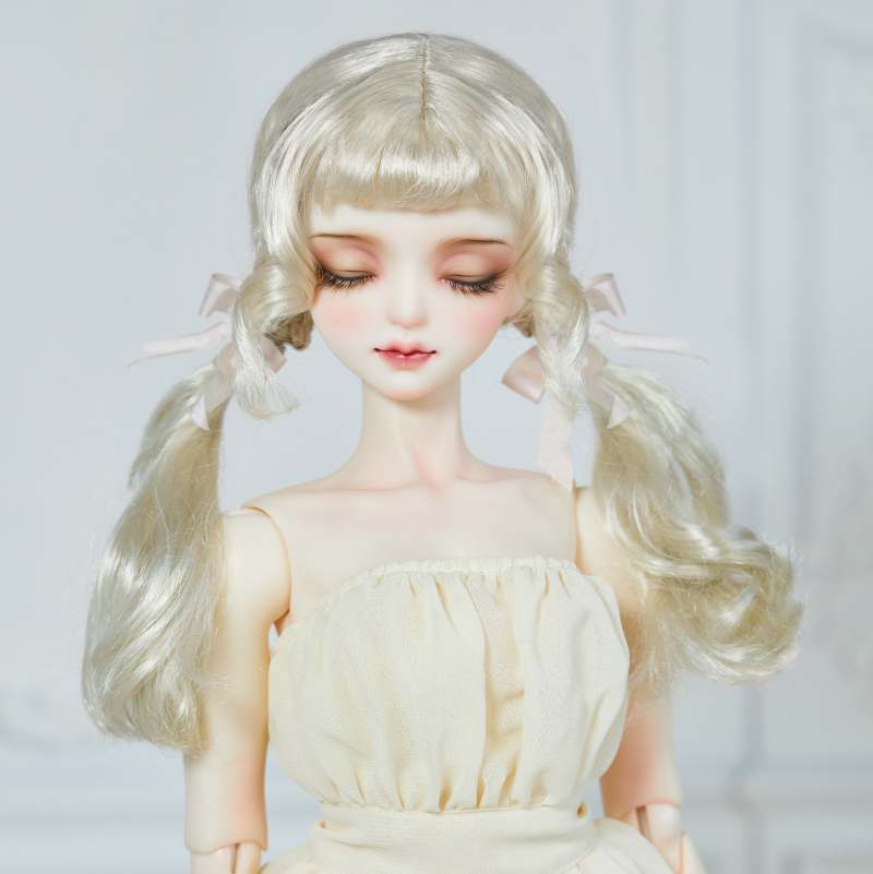 Light gold mohair bow braided hair
