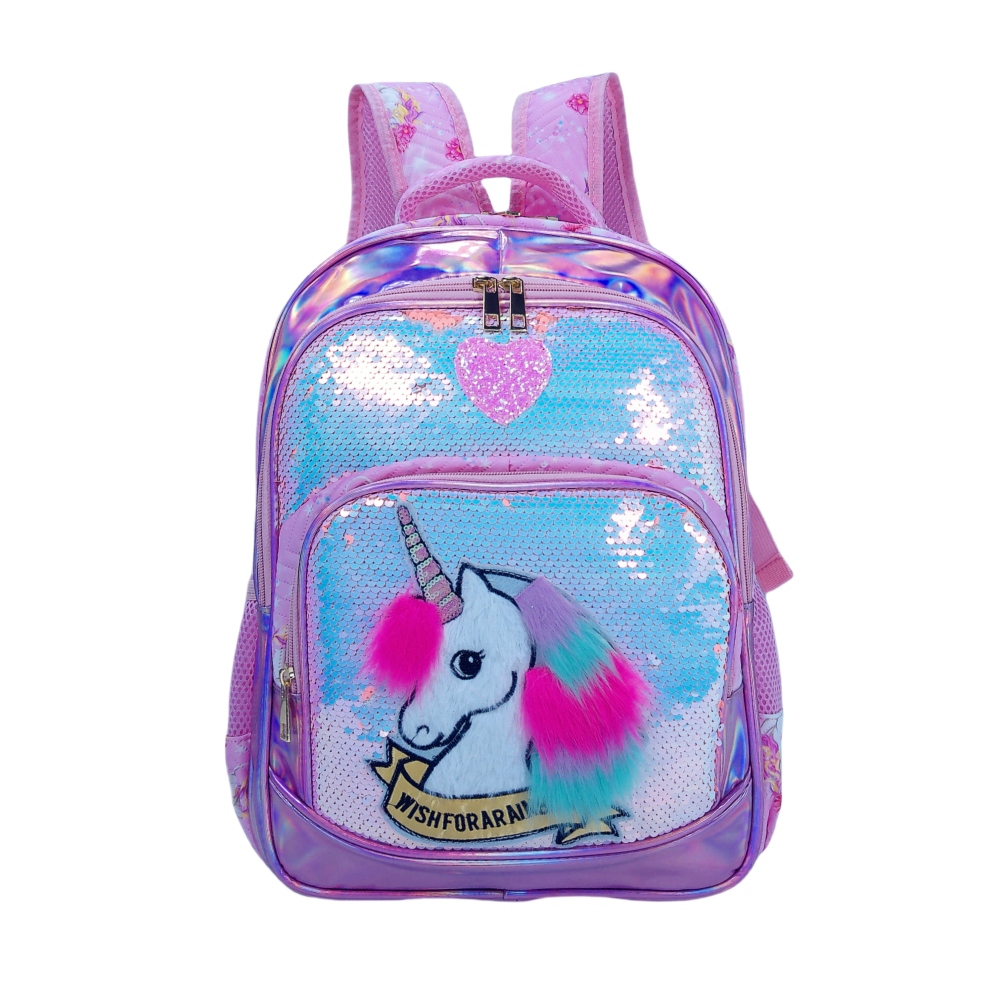 A flipable sequined material, unicorn backpack