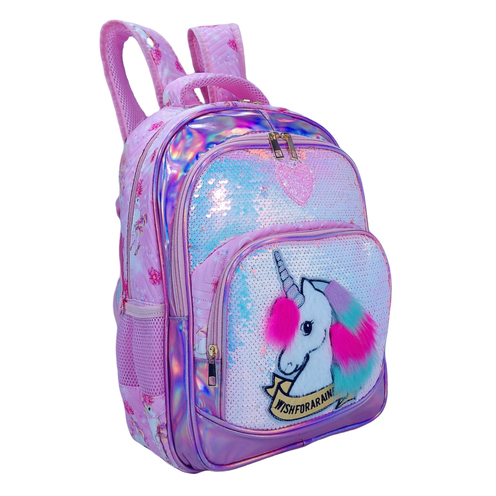 A flipable sequined material, unicorn backpack
