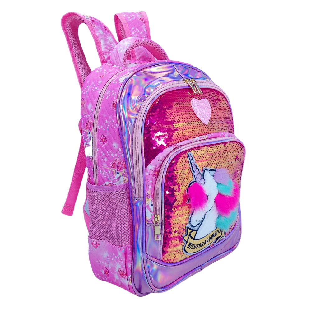 A flipable sequined material, unicorn backpack