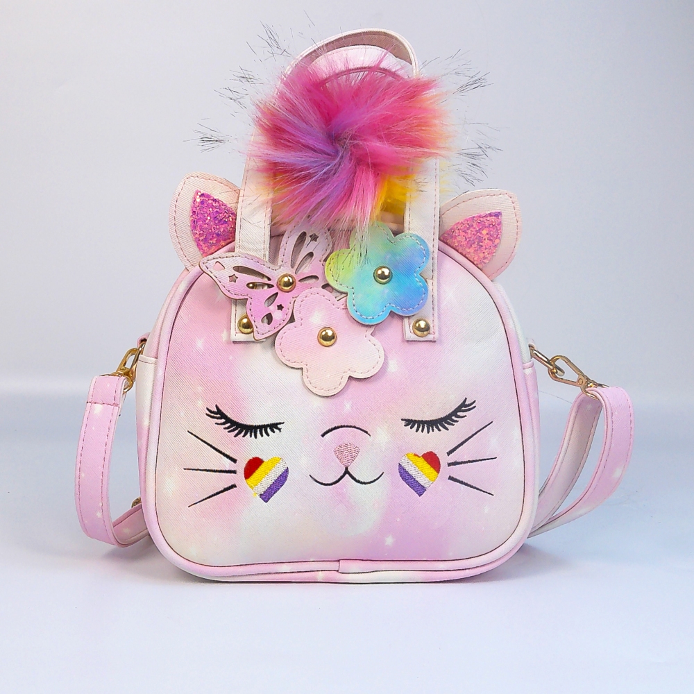 Cute cat embroidery craftsmanship, eco-friendly PU material, fashionable and portable shoulder bag