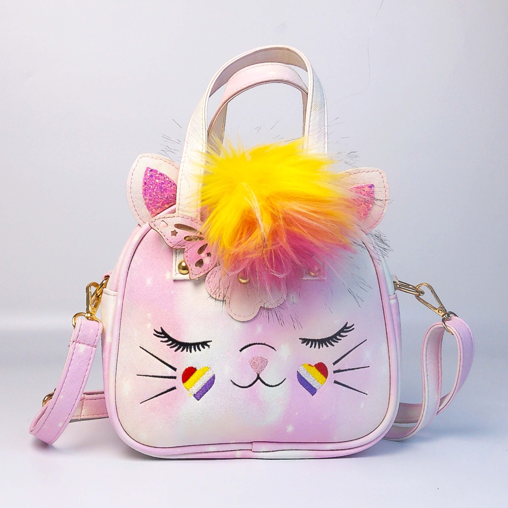 Cute cat embroidery craftsmanship, eco-friendly PU material, fashionable and portable shoulder bag