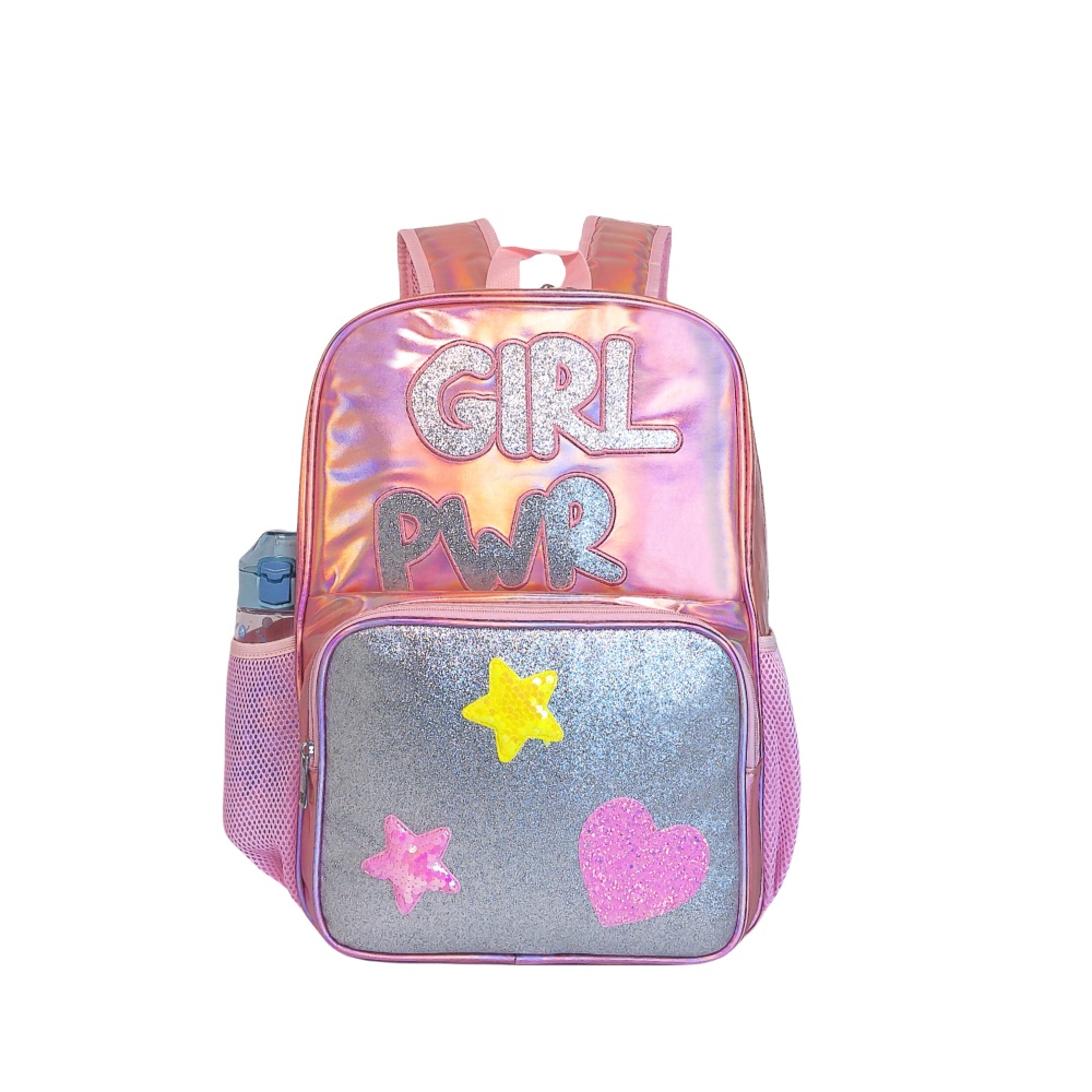 Laser-patterned iride-colored adhesive material, fashionable and waterproof backpack