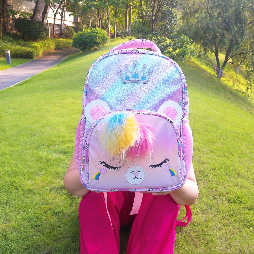 Cute bear embroidery and fashionable and beautiful student schoolbags