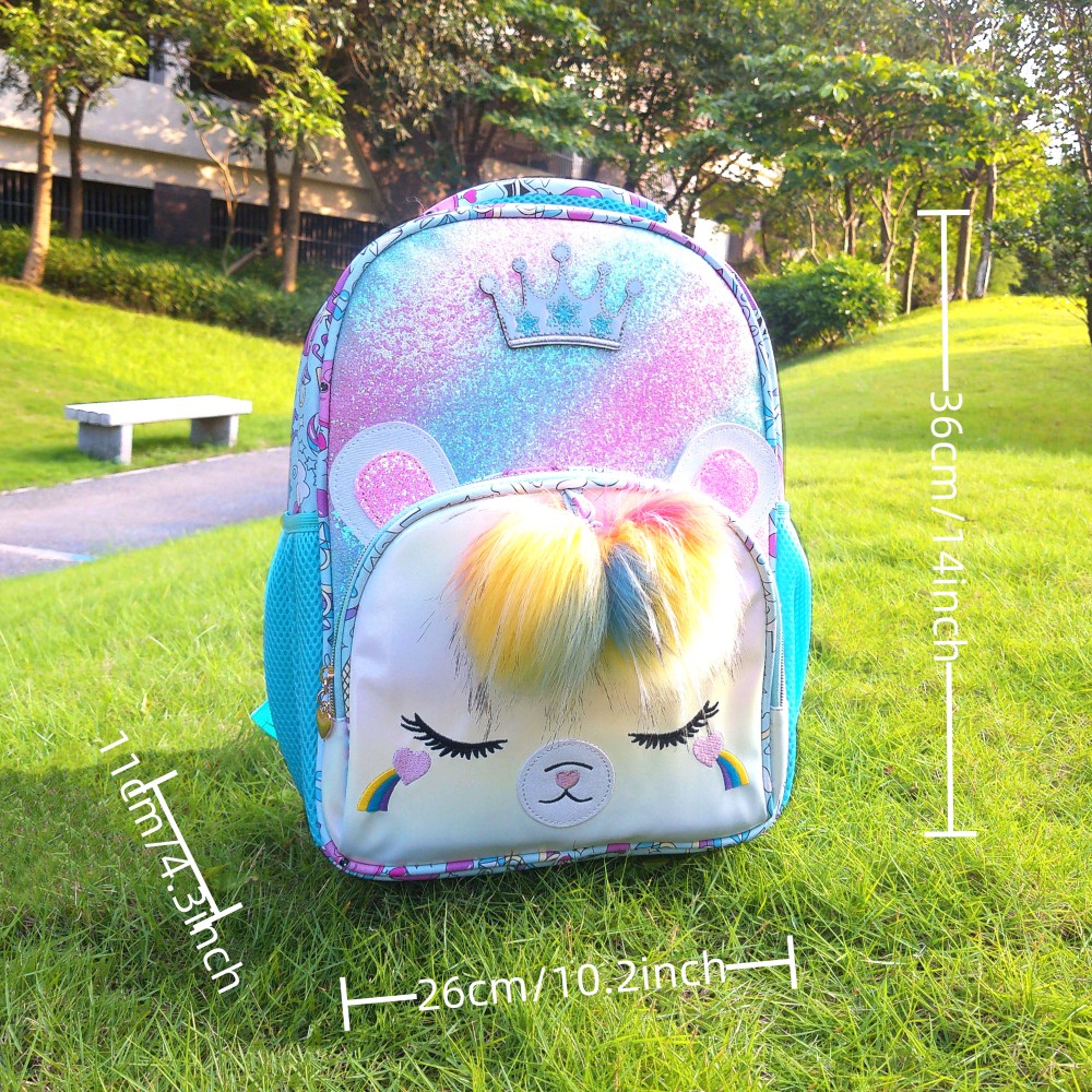 Cute bear embroidery and fashionable and beautiful student schoolbags