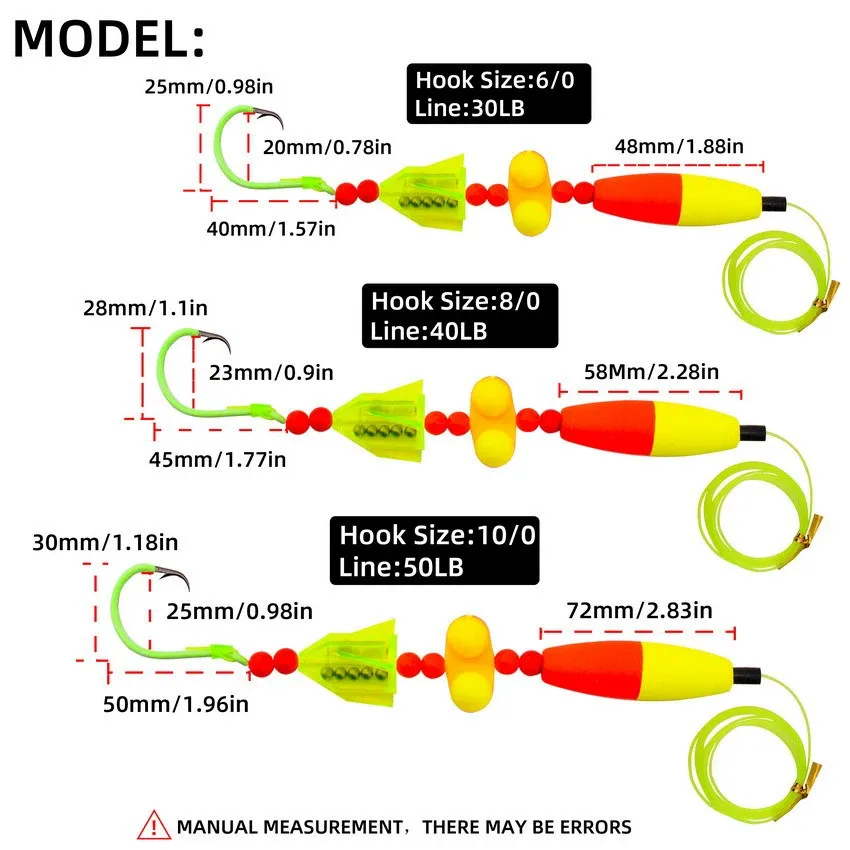 bait rigs sizes