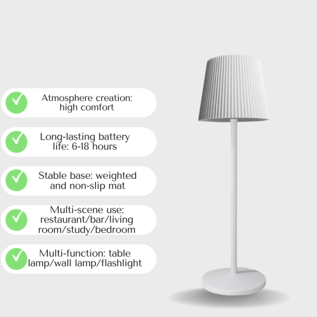 مصباح طاولة Baiyeco مزود ببطارية قابلة لإعادة الشحن عبر USB