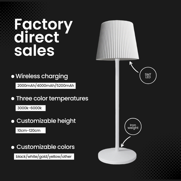 مصباح طاولة Baiyeco مزود ببطارية قابلة لإعادة الشحن عبر USB