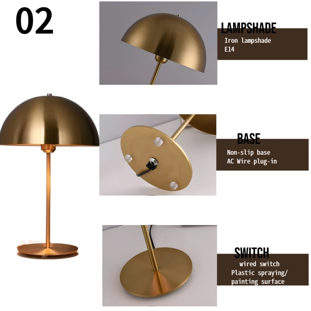 Baiyeco LED Light Bedside Table Lamp Metal Material