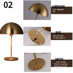 Baiyeco LED Light Bedside Table Lamp Metal Material
