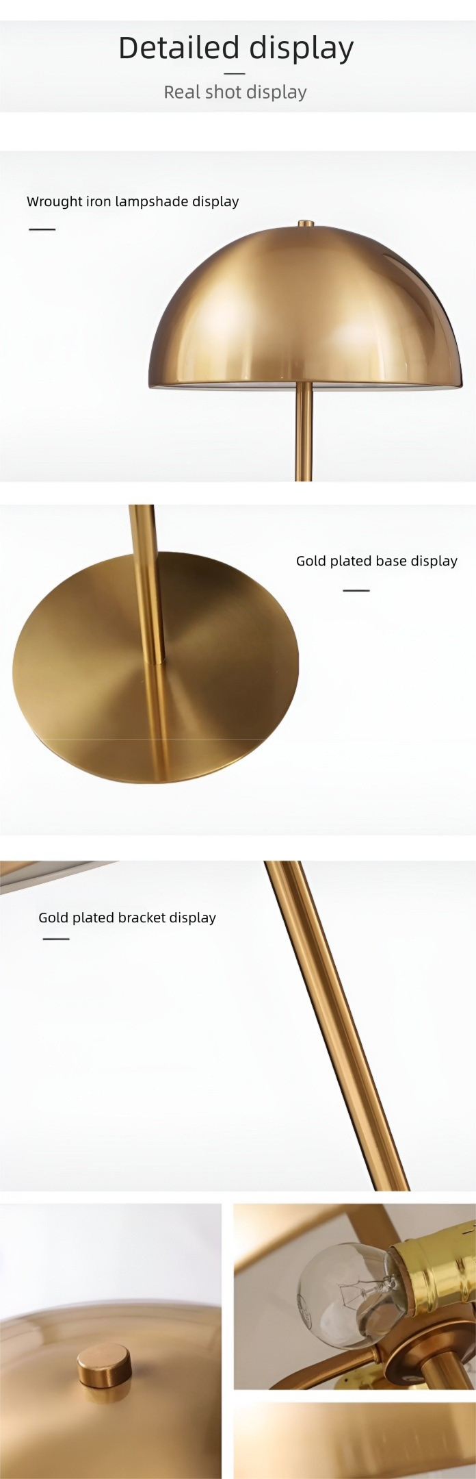 Baiyeco LED Light Bedside Table Lamp Metal Material