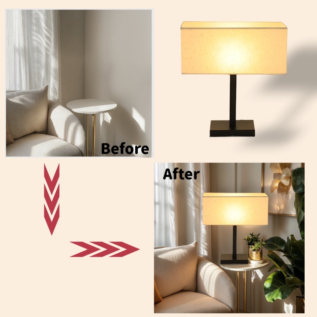 Baiyeco LED Living Room Table Lamps Iron+Fabric Lampshade