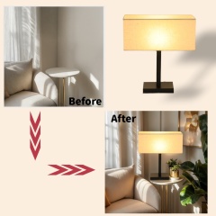 Baiyeco LED Living Room Table Lamps Iron+Fabric Lampshade