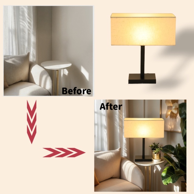 Baiyeco LED Living Room Table Lamps Iron+Fabric Lampshade