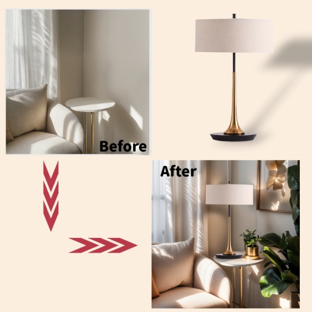 Baiyeco LED Luxury Cordless Table Lamps Iron+Fabric Lampshade