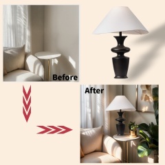 Baiyeco LED Shop Table Lamps Fabric Lampshade