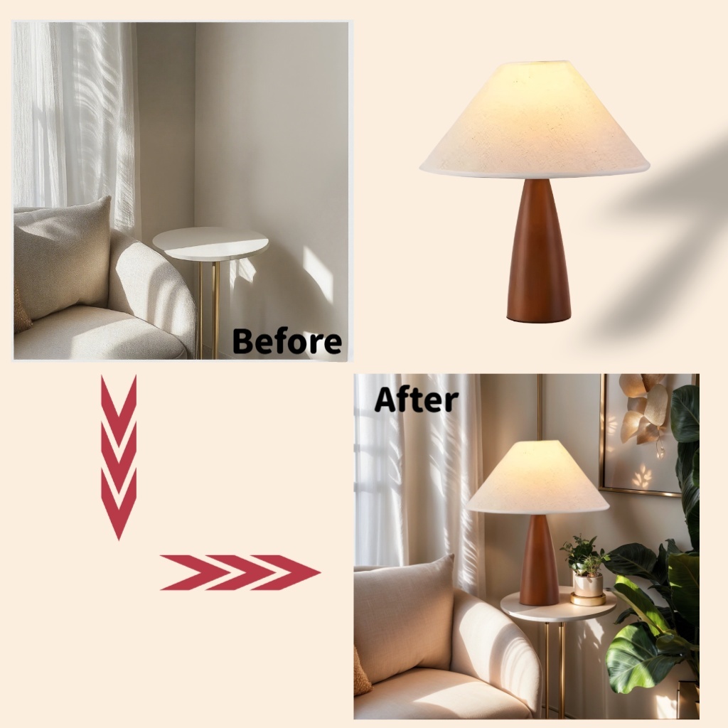 Baiyeco LED Art Deco Table Lamps Fabric Lampshade