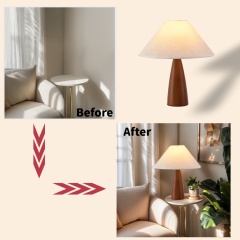 Baiyeco LED Art Deco Table Lamps Fabric Lampshade