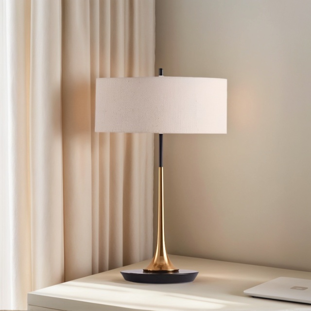 Baiyeco LED Luxury Cordless Table Lamps Iron+Fabric Lampshade