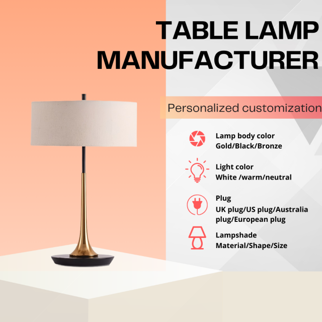 Baiyeco LED Luxury Cordless Table Lamps Iron+Fabric Lampshade